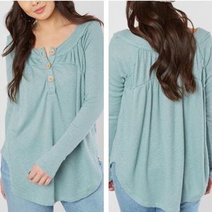 Free People We the Free Oversized Must Have Henley in Sicilian Teal